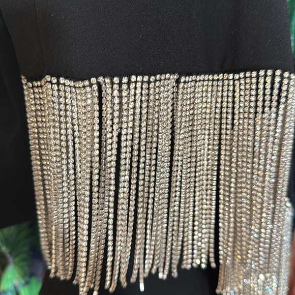 TRINA TURK Queene Rhinestone Fringe Sleeveless Halter Dress - Picture 7 of 8